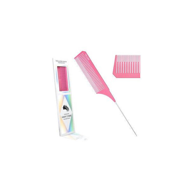 Vellen Weave tail comb pink for hair styling, UK version