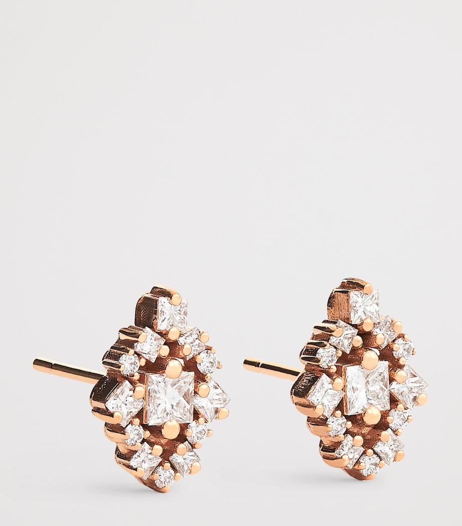 Suzanne Kalan La Fantasie rose gold diamond stud earrings (British brand)