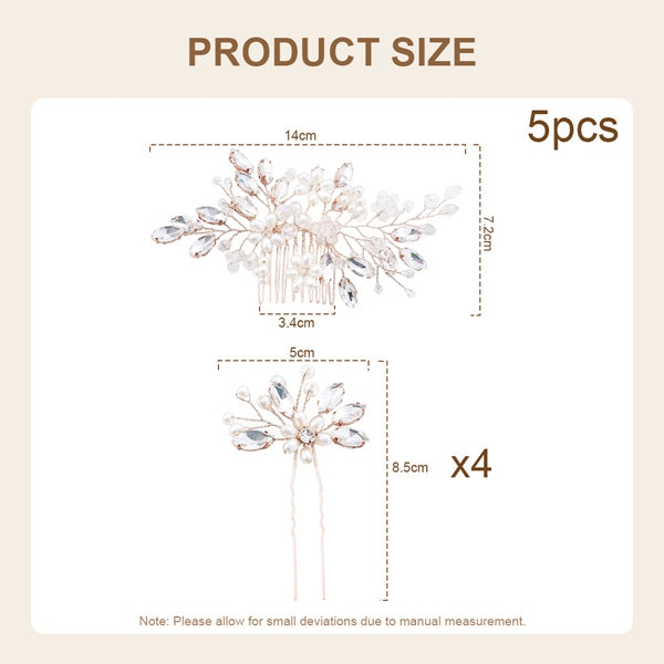 Livingandhome bridal hair comb set rose-gold - British product