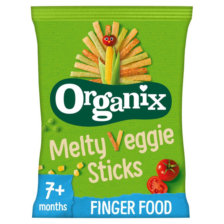 Organix Melty Veggie Sticks Organic Baby Finger Food Snack 7+ Months Baby Food ASDA   