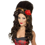 Smiffys Rehab Wig brown large beehive (British brand)