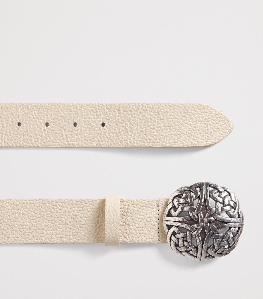 Eleventy leather woven buckle belt 8.5cm - British product