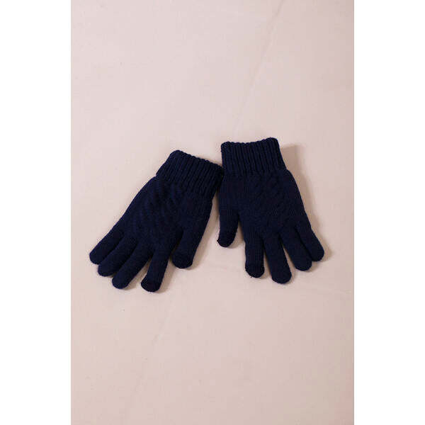 SVNX touch screen cable knit gloves navy, imported from the UK