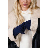 SVNX touch screen cable knit gloves navy, imported from the UK