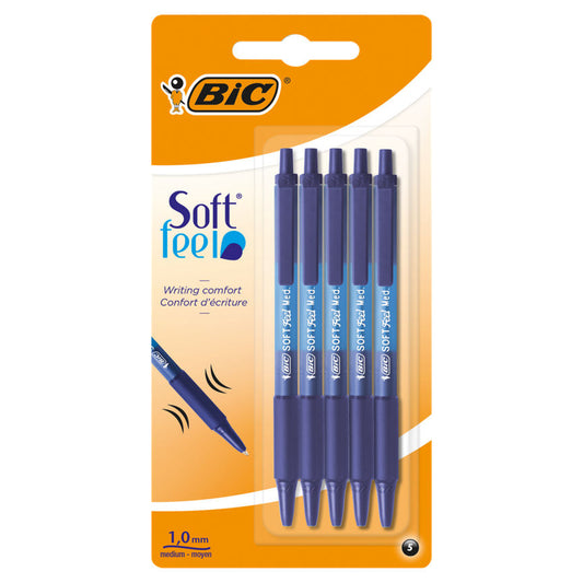 Bic Soft Feel Clic Grip Blue Ball Pens Office Supplies ASDA   