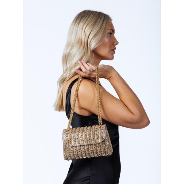 SVNX gold embellished shoulder bag, imported from the UK