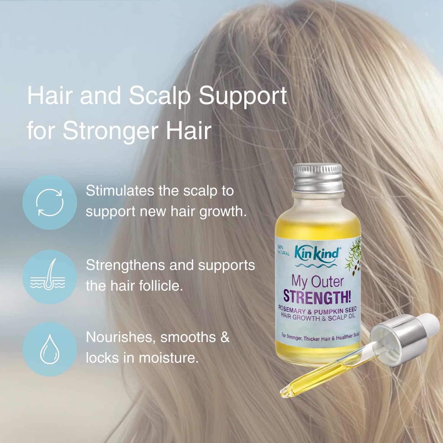 My Outer STRENGTH rosemary pumpkin seed hair oil, UK version