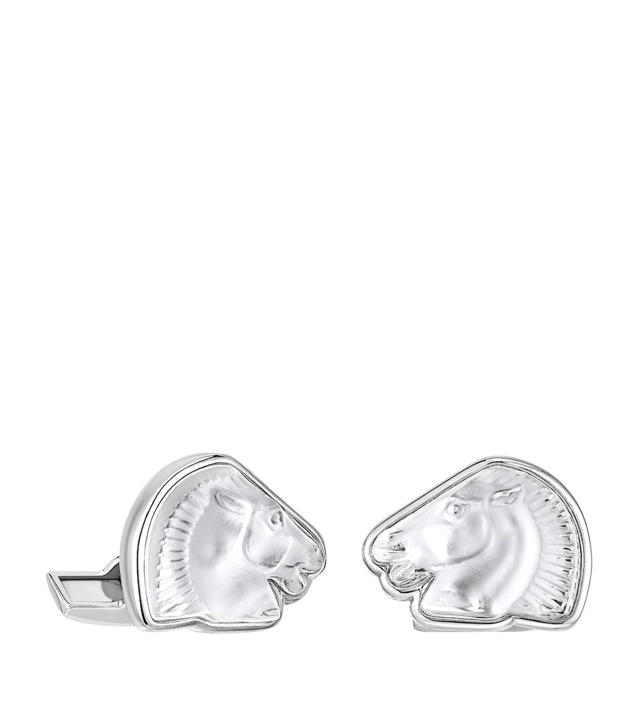 Lalique Crystal Cheval Cufflinks 2cm, UK version