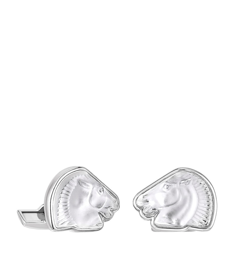 Lalique Crystal Cheval Cufflinks 2cm, UK version