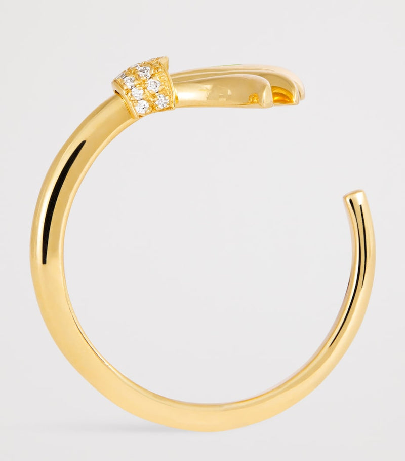 L'Atelier Nawbar Mini Yellow Gold and Diamond Psychedeliah On A Vine Ring, UK version