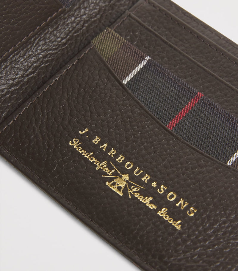 Barbour tartan leather-detail wallet (British brand)