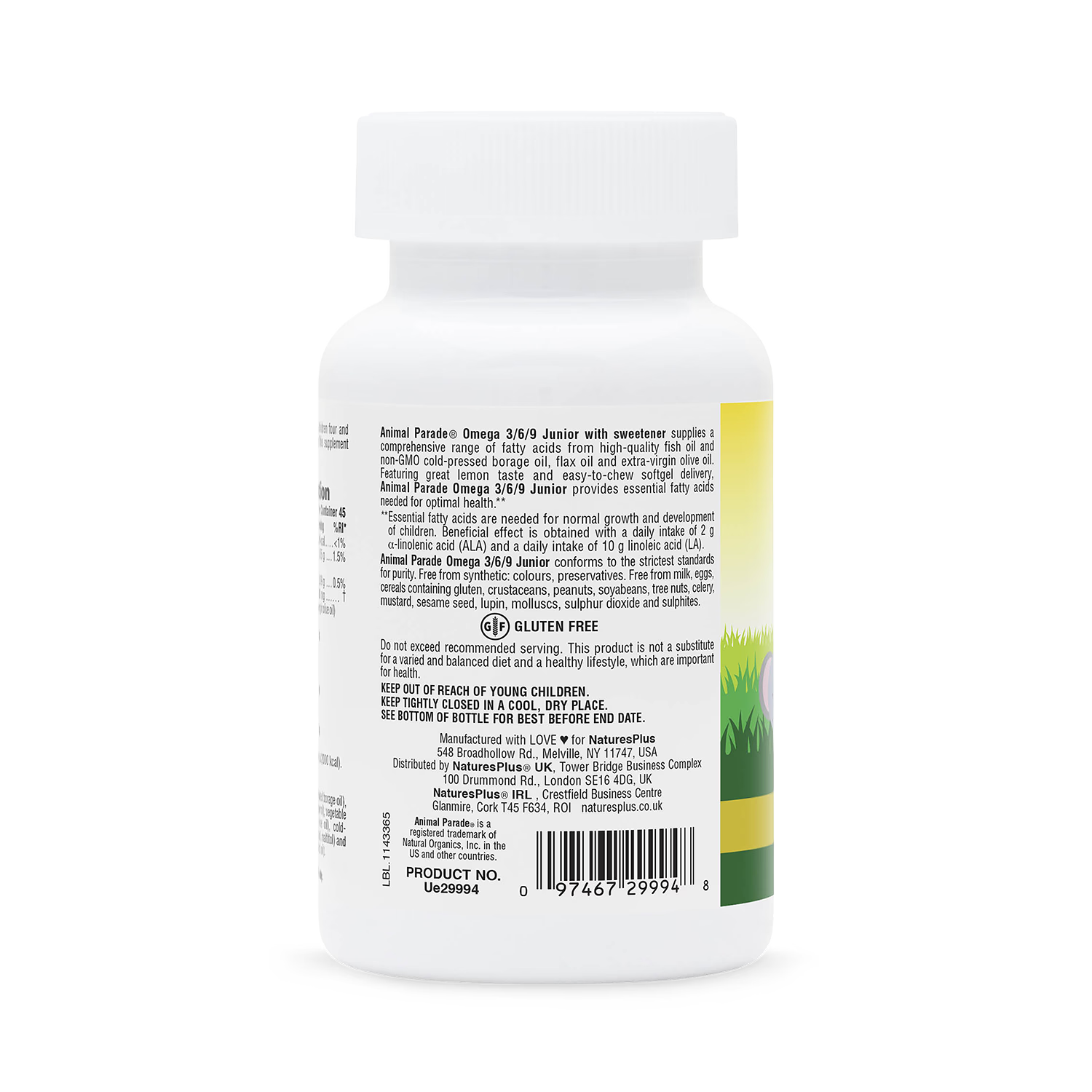 NaturesPlus Animal Parade Omega 3,6,9 Kids 90 softgels (British brand)