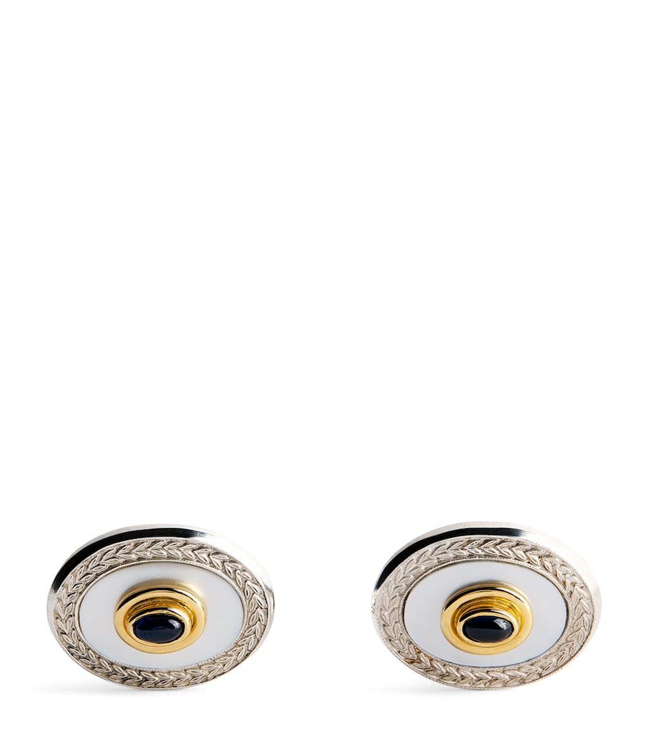 Deakin & Francis sterling silver cufflinks with gold wreath, UK version