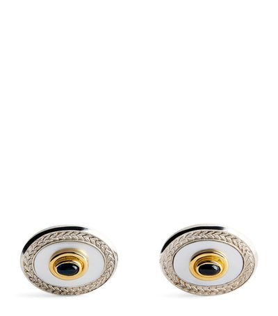 Harrods Deakin & Francis Sterling Silver and Yellow Gold Wreath Cufflinks- Buy online at McGrocer