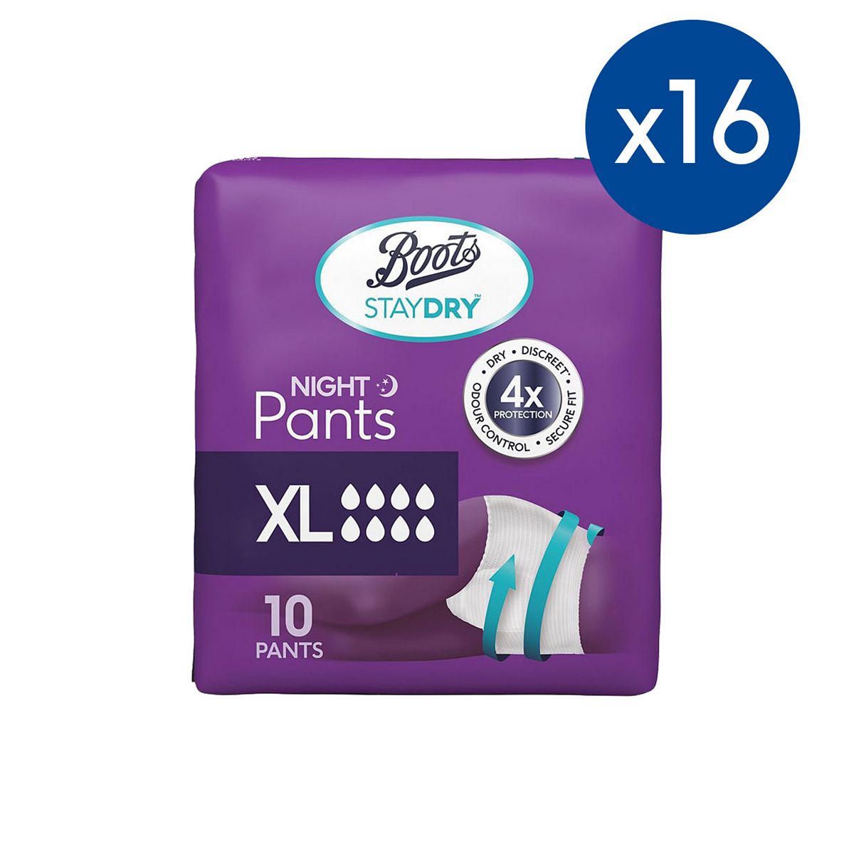 Boots Staydry Night Pants XL - 160 Pants (16 Pack Bundle) GOODS Boots   