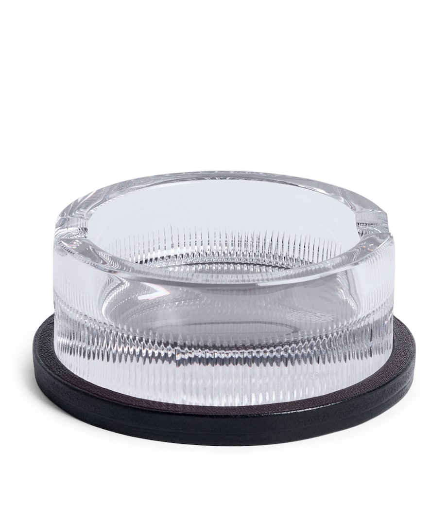 Dunhill crystal ashtray with leather base, imported from the UK