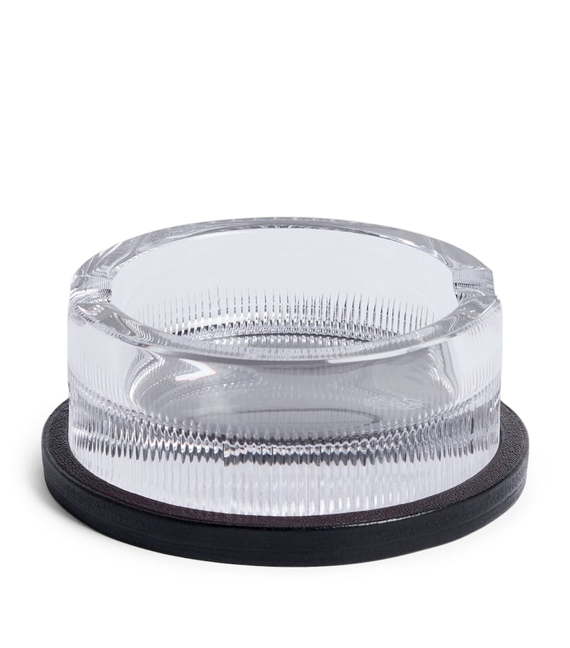 Dunhill crystal ashtray with leather base, imported from the UK