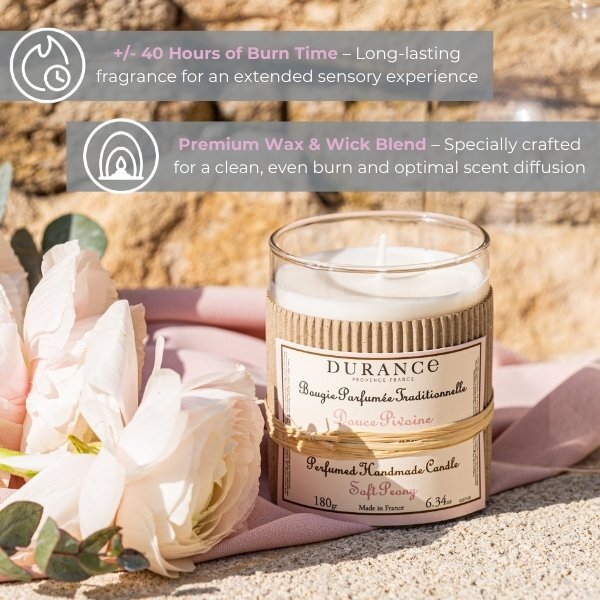 Durance handmade candle Soft Peony 180g (British brand)