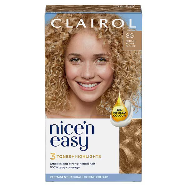 Clairol Nice'N Easy permanent hair dye medium golden blonde - British product