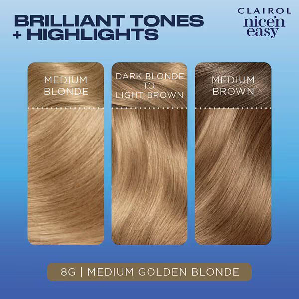 Clairol Nice'N Easy permanent hair dye medium golden blonde - British product
