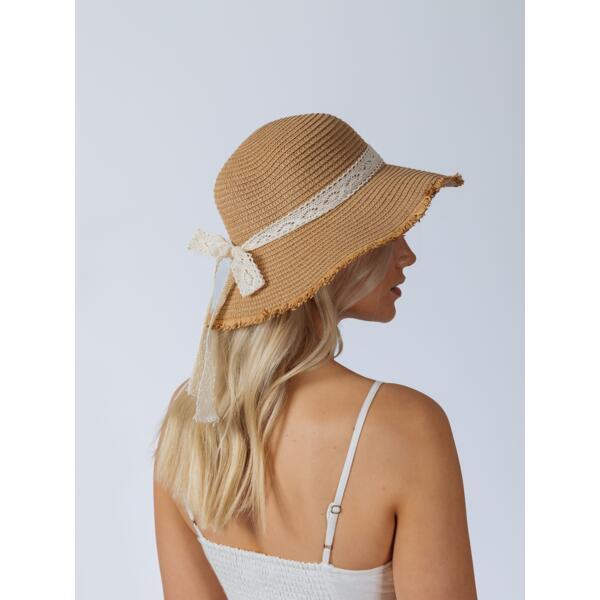 SVNX lace ribbon straw sun hat, imported from the UK