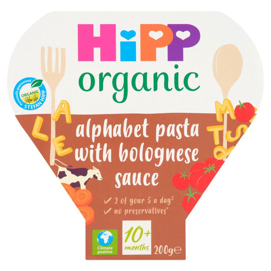 HiPP organic Alphabet Pasta with Bolognese Sauce 10+ Months Baby Food ASDA   