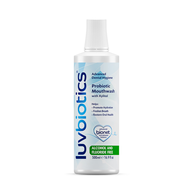 Luvbiotics fluoride free probiotic mouthwash, UK version