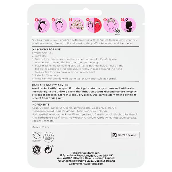 Superdrug Coconut Hair Mask Wrap item (British brand)