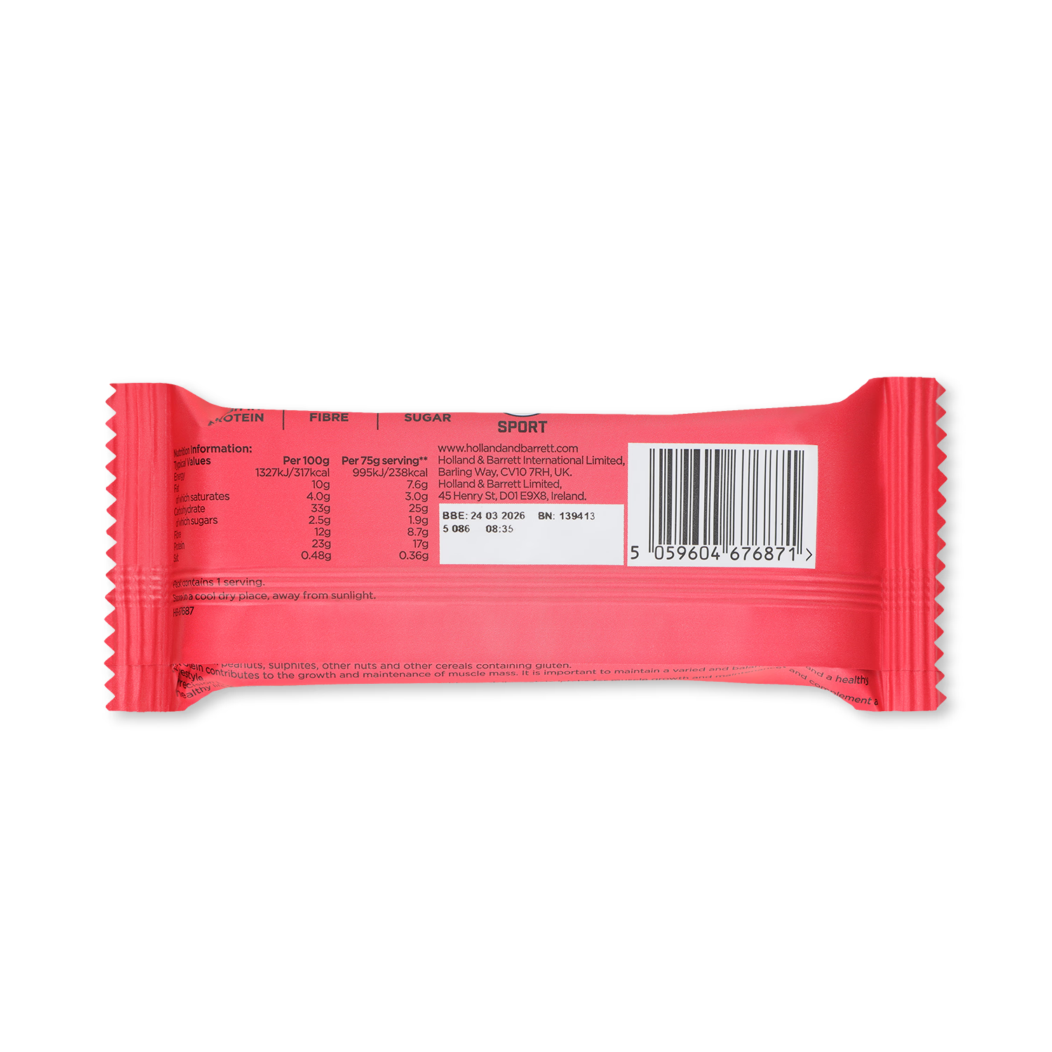 Precision Engineered protein flapjack very berry 75g, imported from the UK