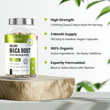 VitaBright high strength organic maca root capsules 180 count (British brand)