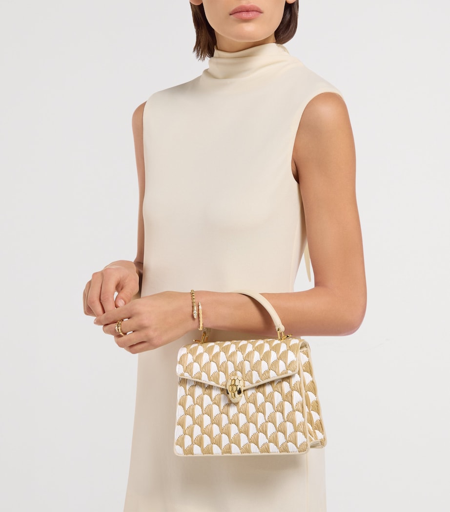 Bvlgari Serpenti Forever Henkeltasche mittel Calla Raffia - Britisches Produkt