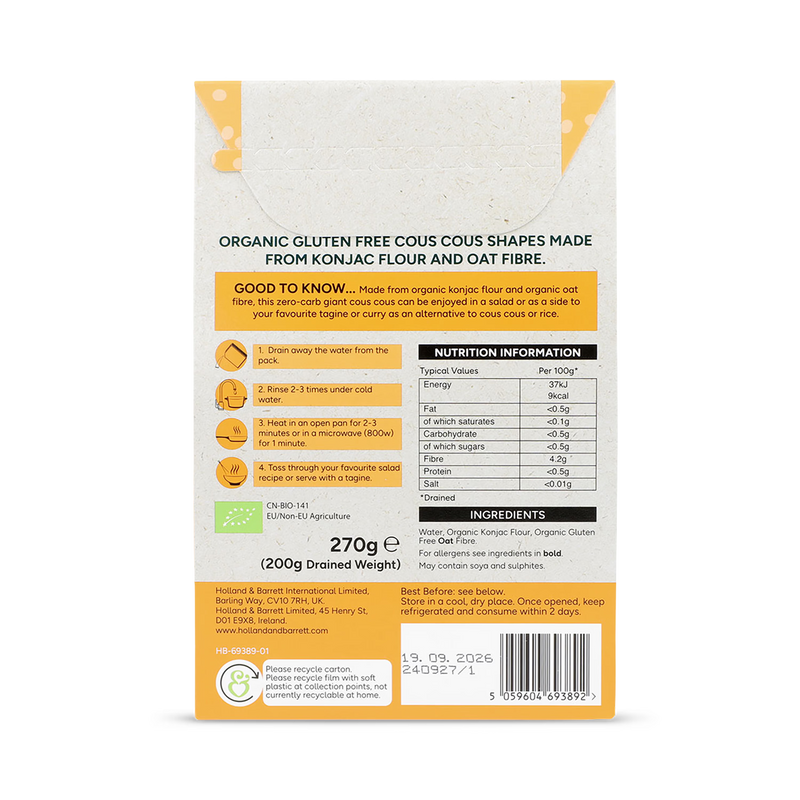Holland Barrett Zero Carb Giant Cous Cous 270g
