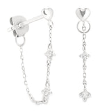 Astrid & Miyu white gold heart chain earrings, UK version