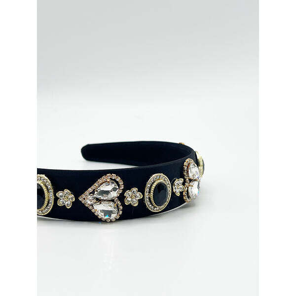 SVNX heart embellished headband in black (British brand)