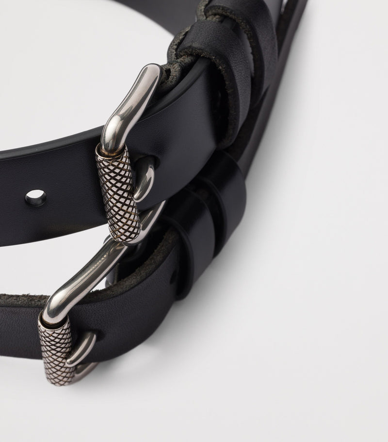Prada double buckle leather belt, UK version