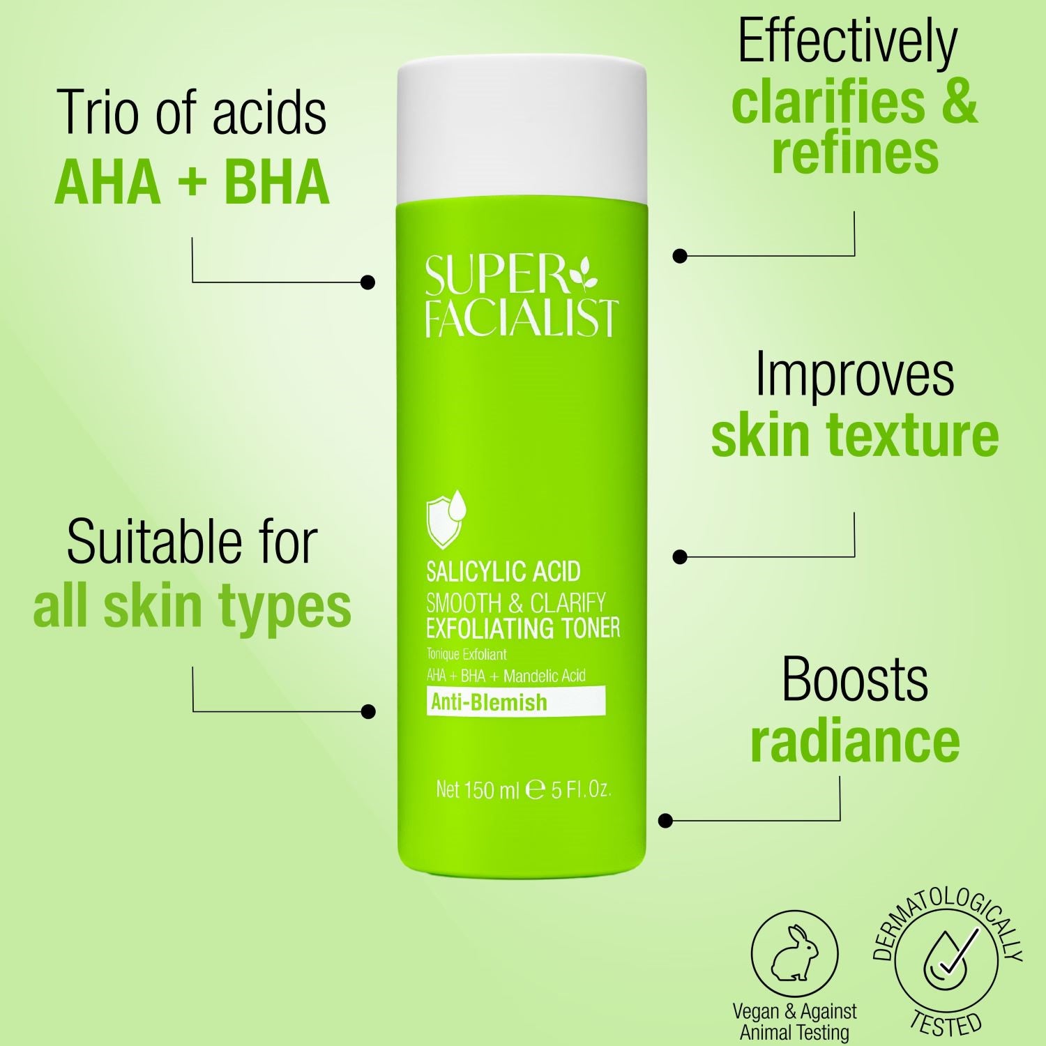 Super Facialist salicylic acid exfoliating toner 150ml, UK version