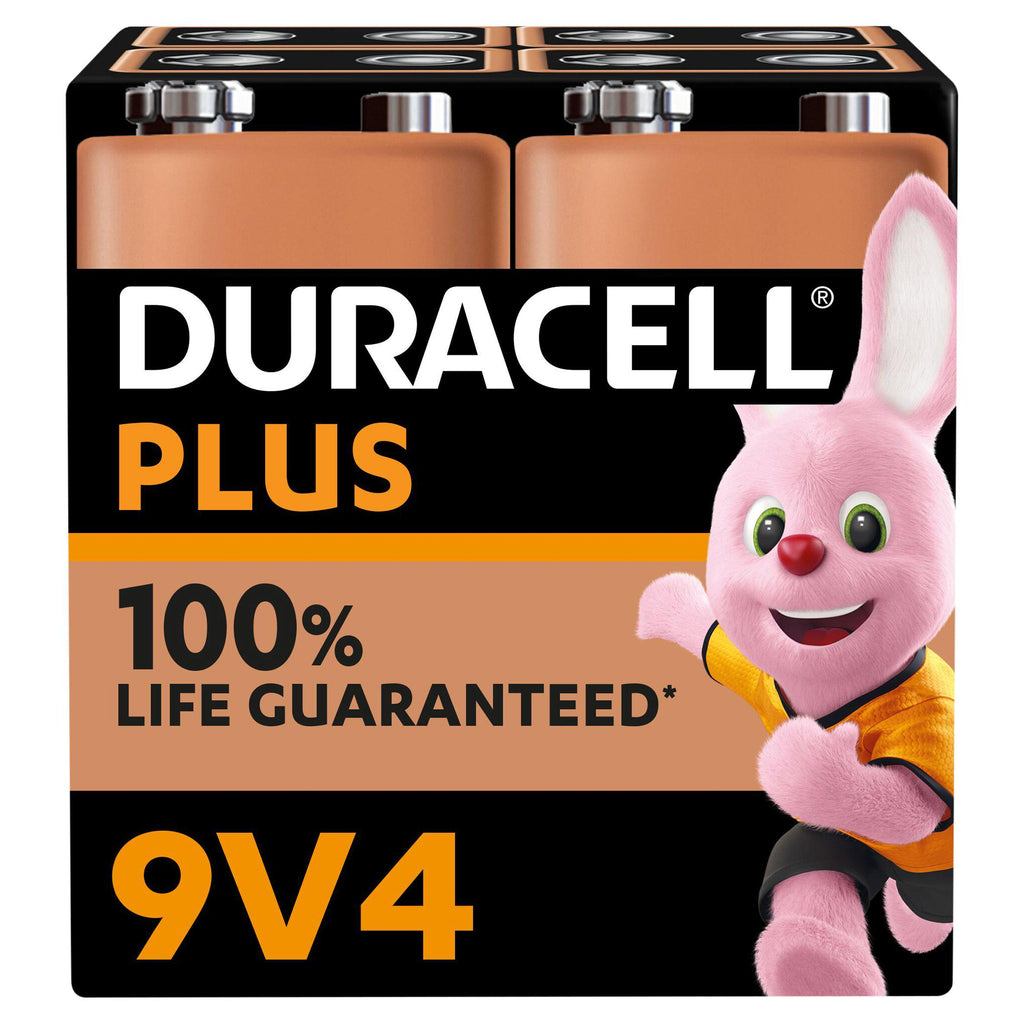 Duracell Plus 9V Alkaline Batteries, pack of 4