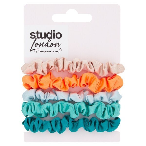 Studio London Skinny Ruched Satin-Look Scrunchies