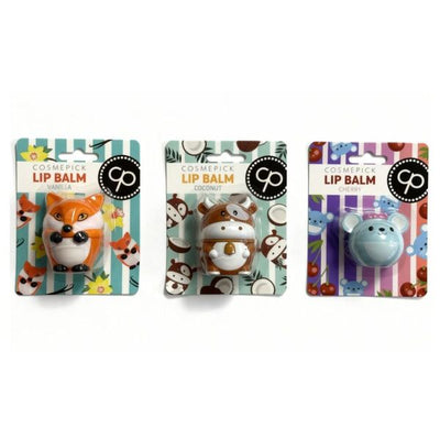 Superdrug COSMEPICK Animal Bundle Vanilla Fox Coconut Cow Cherry Mouse Lip Balms 3x6g- Buy online at McGrocer