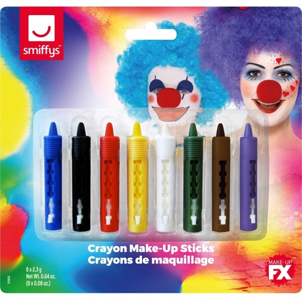 Smiffys crayon makeup sticks retractable 8 colours - British product