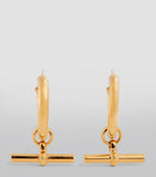 Tilly Sveaas large gold-plated T-bar hoop earrings, UK version