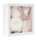 BamBam baby gift box with soft duck toy, duck comforter, booties, and teether - British product