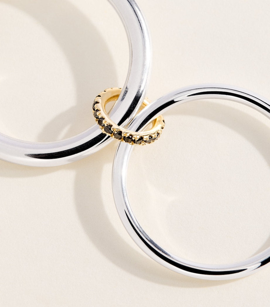 Spinelli Kilcollin Capricorn ring with black diamonds sterling silver yellow gold (British brand)