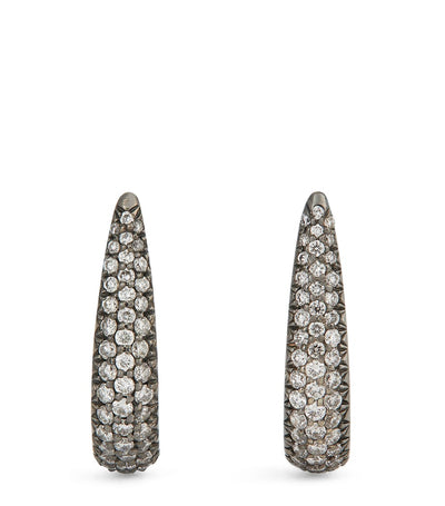 Harrods Eva Fehren Blackened White Gold and Diamond Claw Stud Earrings- Buy online at McGrocer
