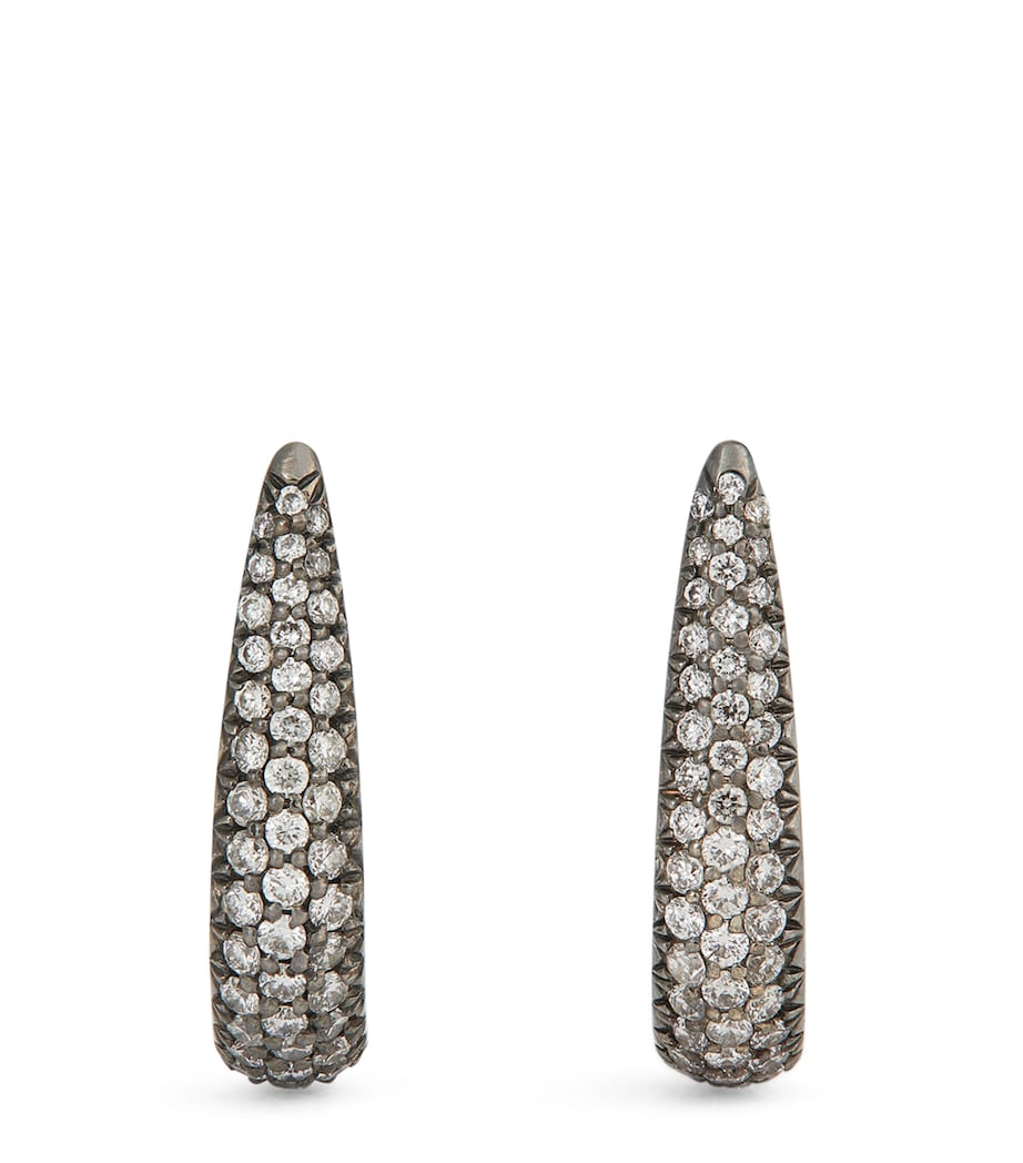 Eva Fehren blackened white gold and diamond claw stud earrings, imported from the UK