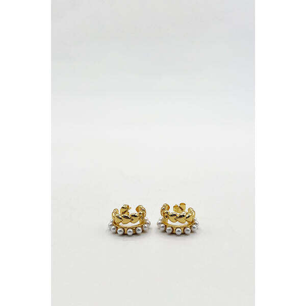 SVNX double heart earrings silver pearl huggie, UK version