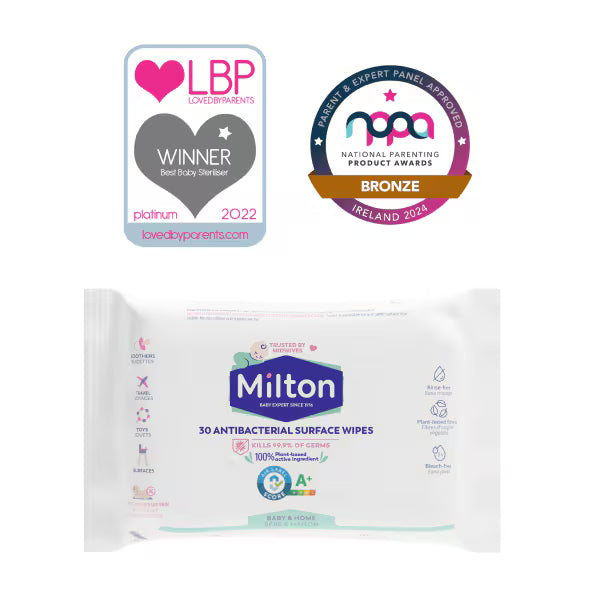 Milton antibacterial surface wipes 30 pack, imported from the UK