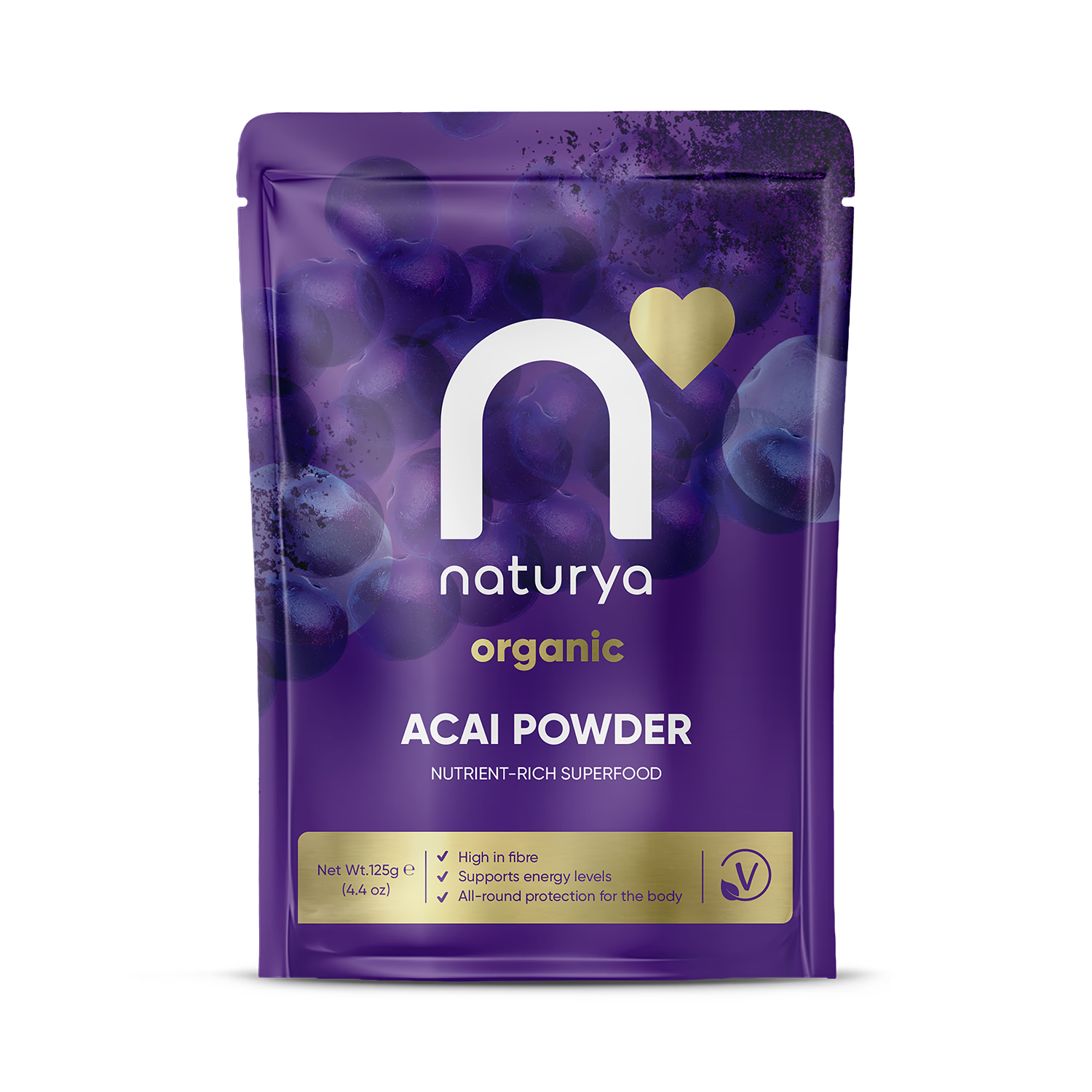 Naturya Organic Acai Powder 125g, imported from the UK