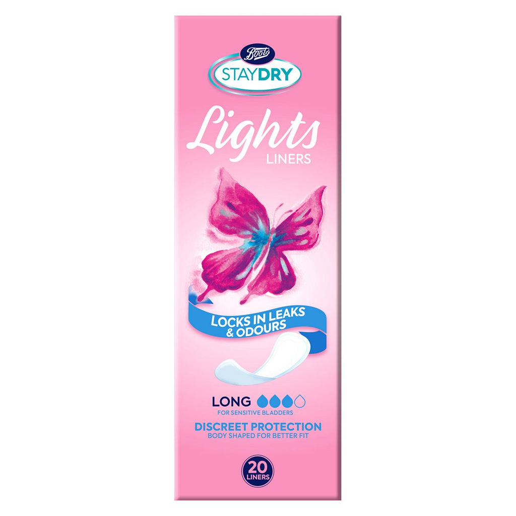 Staydry Lights Long Liners for Light Incontinence - 20 Pack