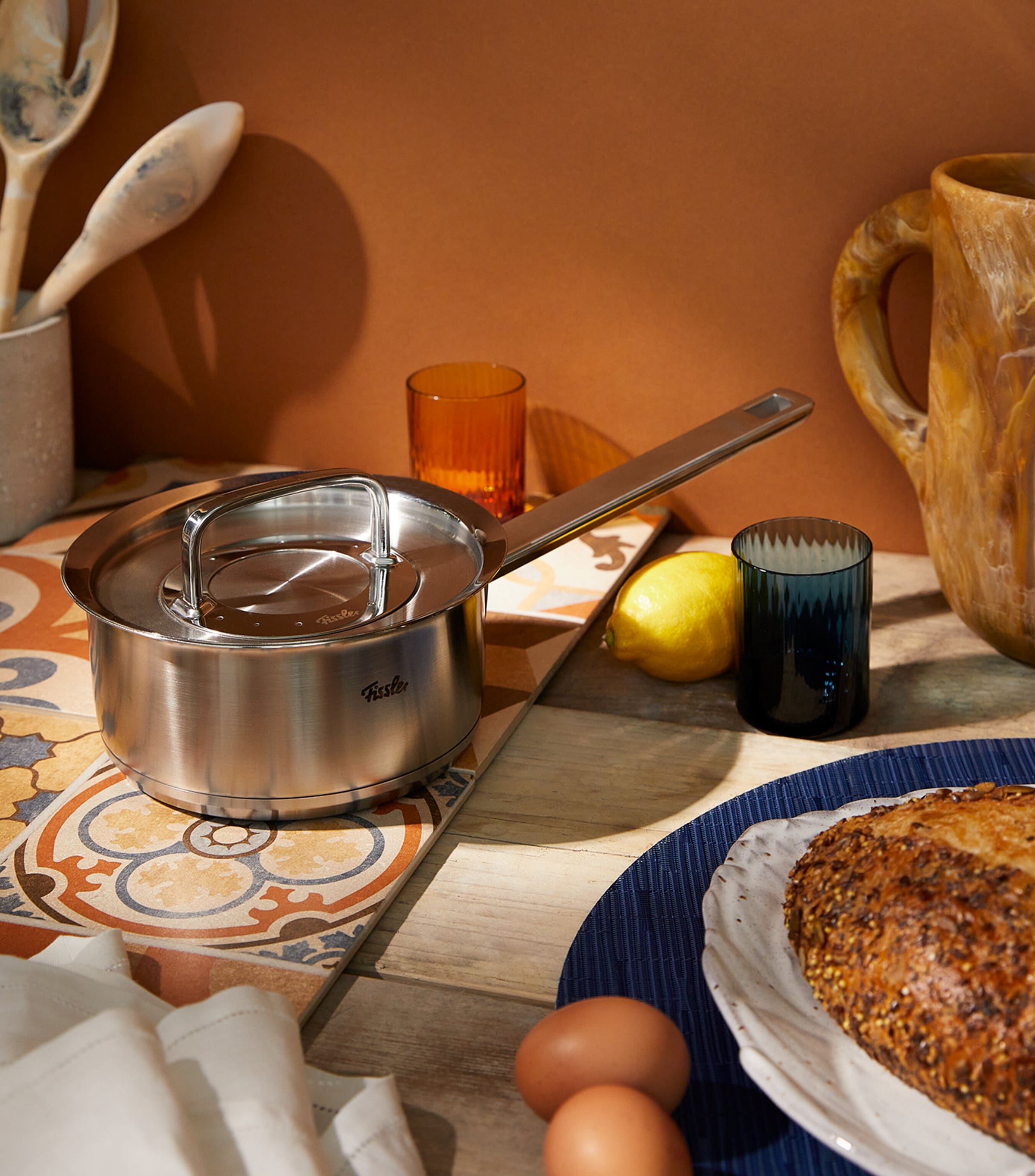 Stainless Steel Saucepan Without Lid, 21.5cm Diameter, Induction Compatible
